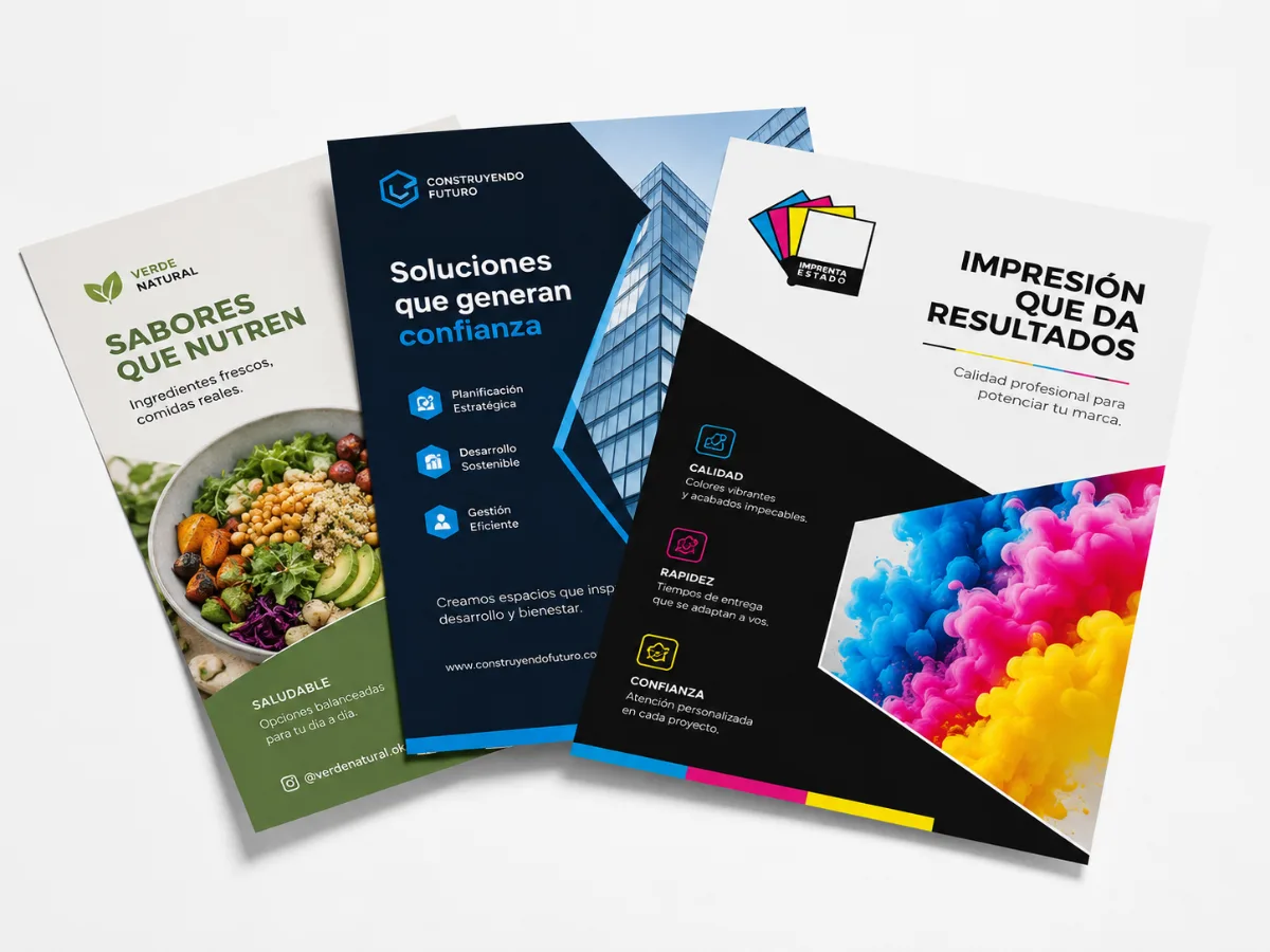 Flyers comerciales impresos para campañas y eventos